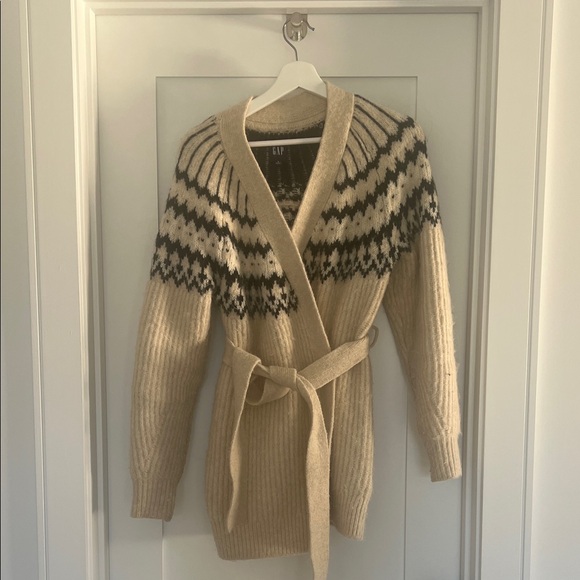 GAP Sweaters - GAP Women's Beige and Black Knit Cardigan